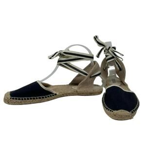 Soludos black ballerina canvas tie up espadrilles sandal shoes size 9